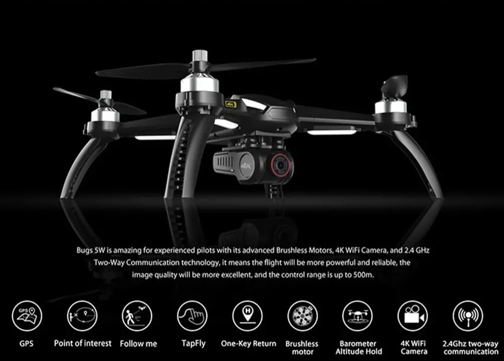 Mjx bugs 5 w b5w 5g wifi fpv with 1080p camera 2024 gps brushless altitude hold rc drone quadcopter rtf